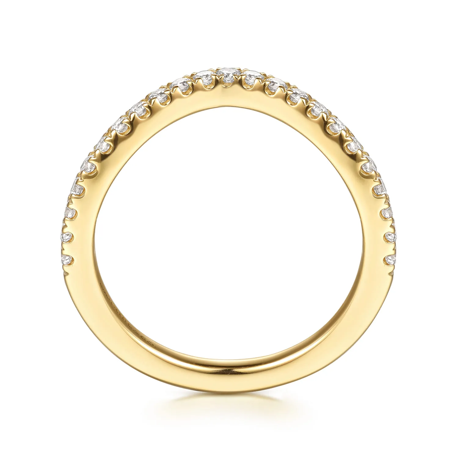 Curved Diamond Matching Wedding Band in 14K Yellow Gold, photograph 2