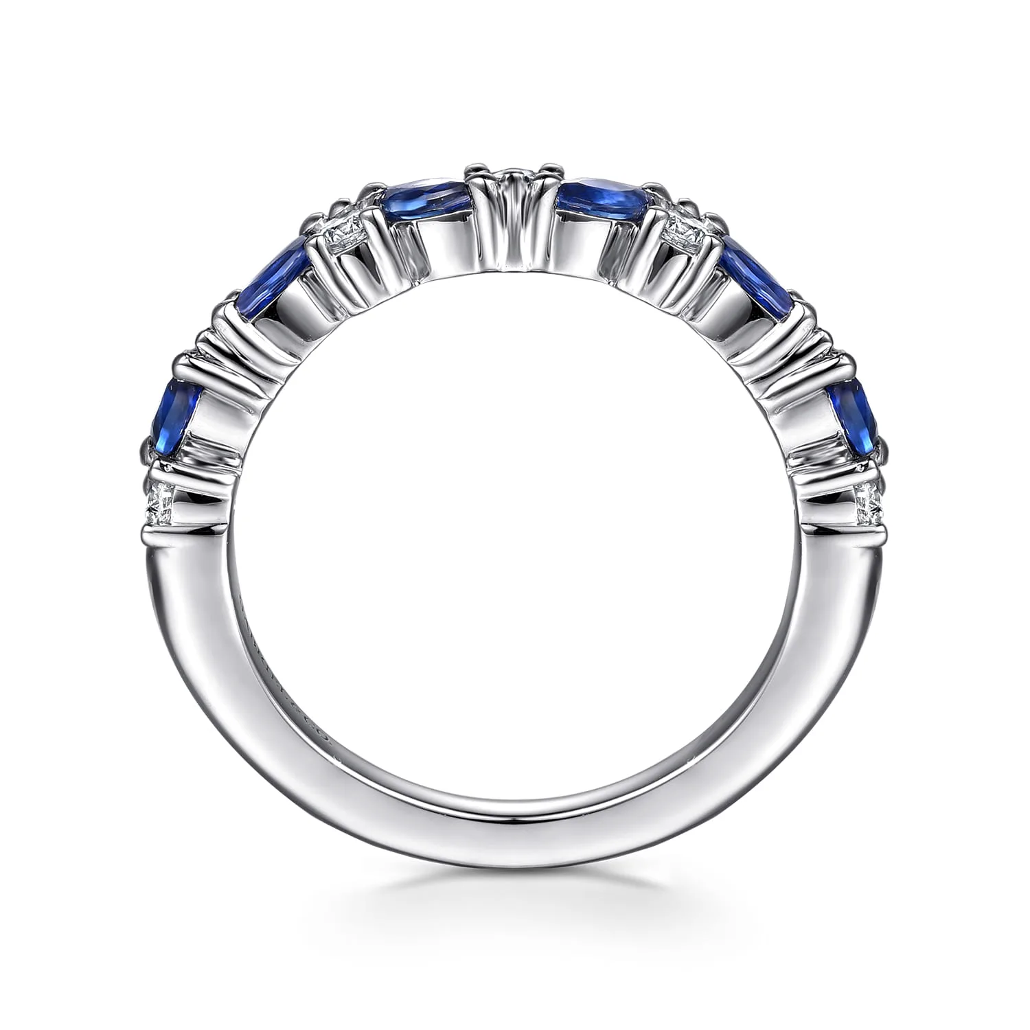 Sapphire and Diamond Matching Wedding Band in 14K White Gold, photograph 2