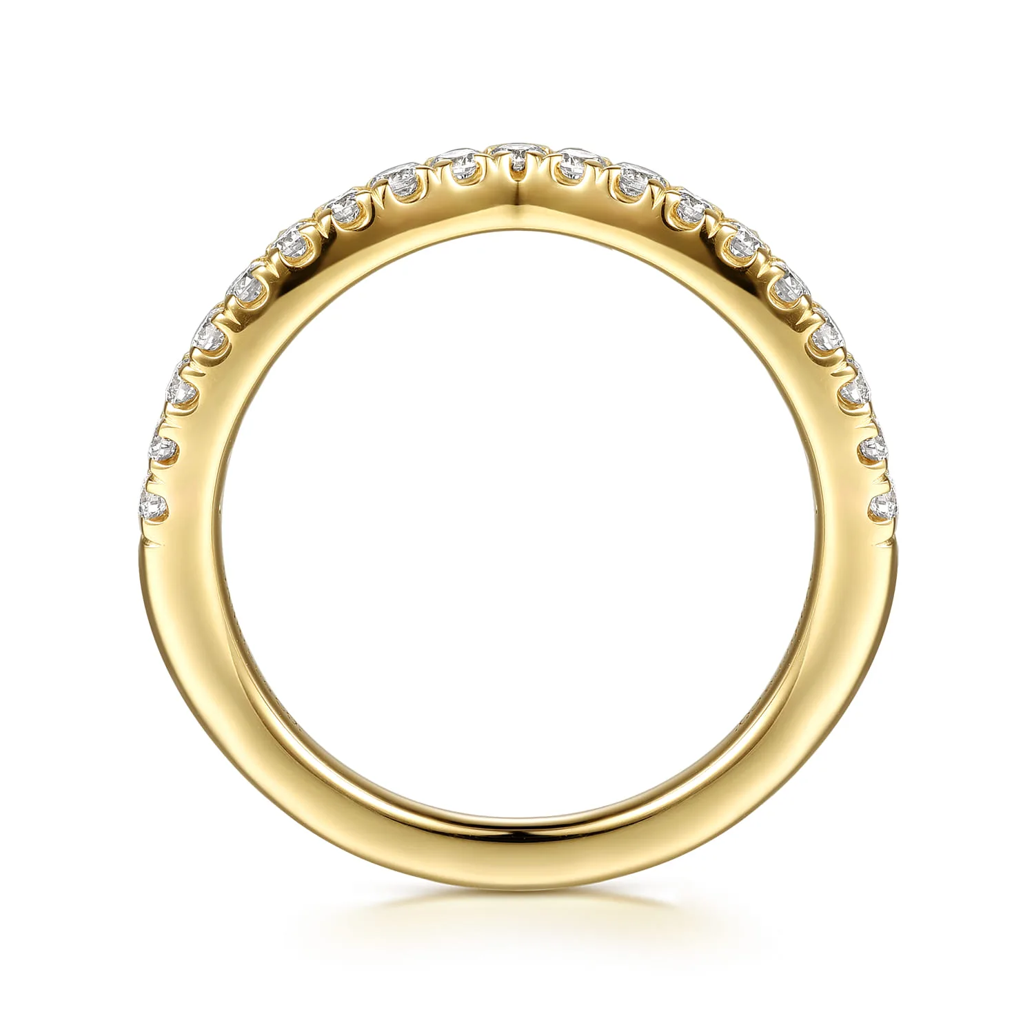 Curved Diamond Matching Wedding Band in 14K Yellow Gold, photograph 2