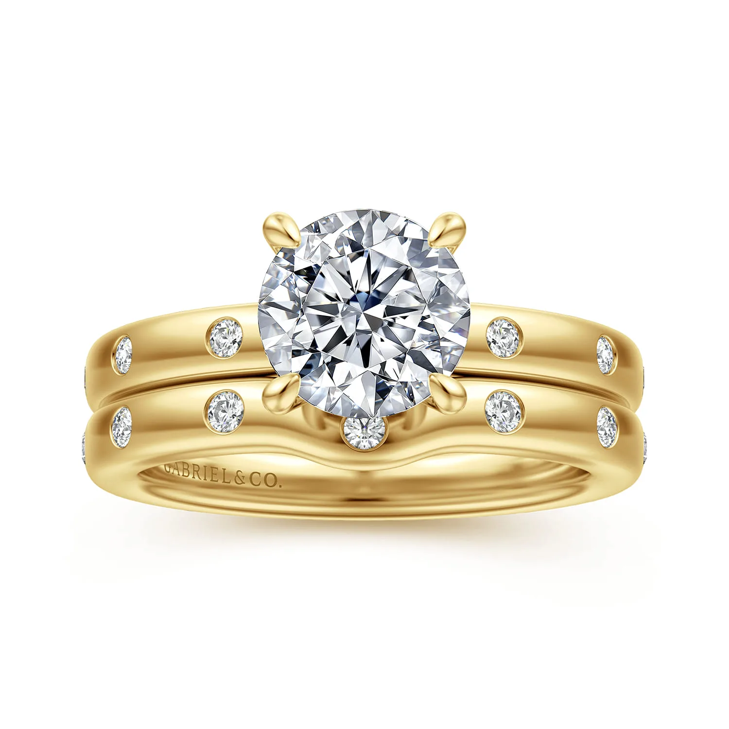 Diamond Matching Wedding Band in 14K Yellow Gold, photograph 4