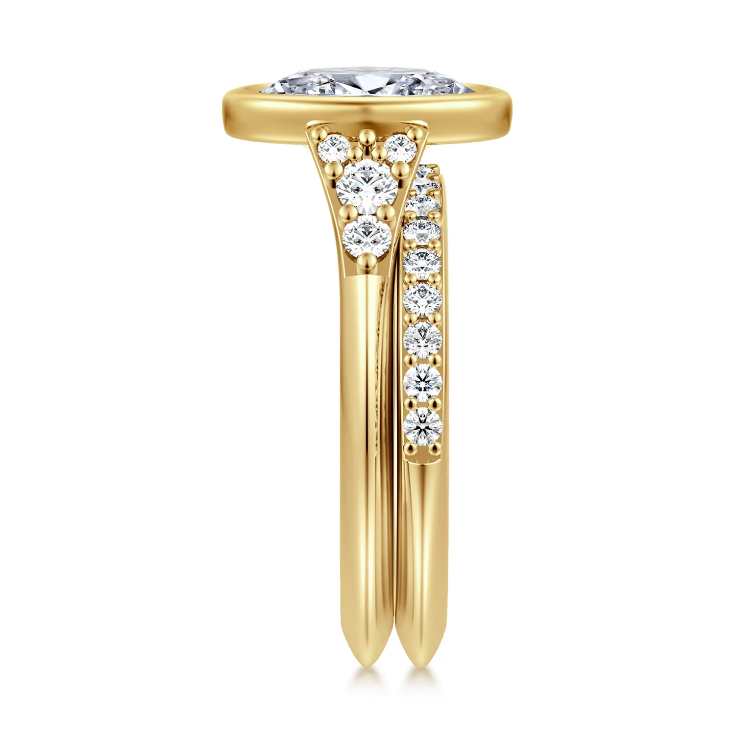 Diamond Matching Wedding Band in 14K Yellow Gold, photograph 5
