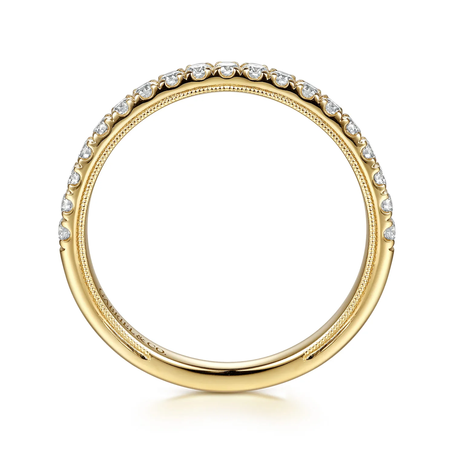 Vintage Inspired Diamond Matching Wedding Band in 14K Yellow Gold, photograph 2