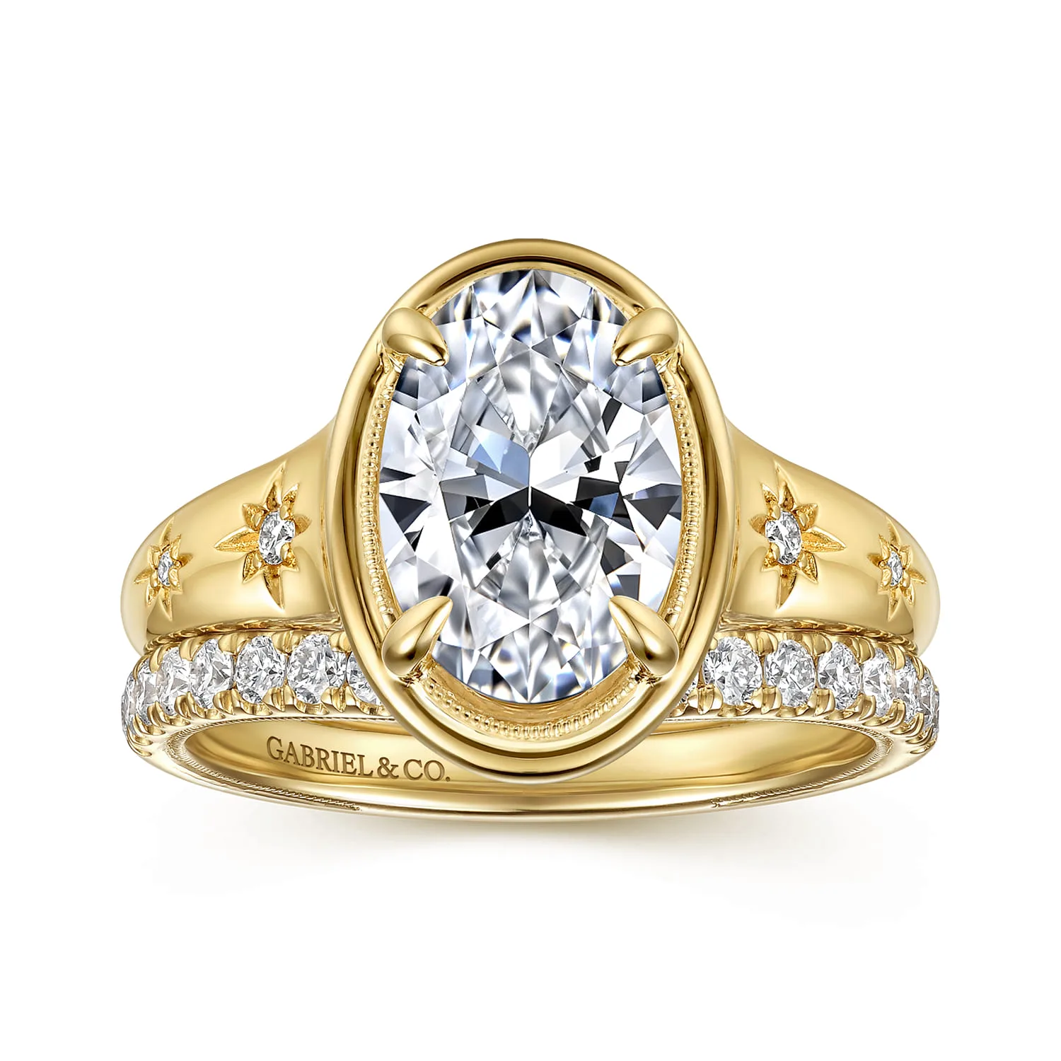 Vintage Inspired Diamond Matching Wedding Band in 14K Yellow Gold, photograph 4