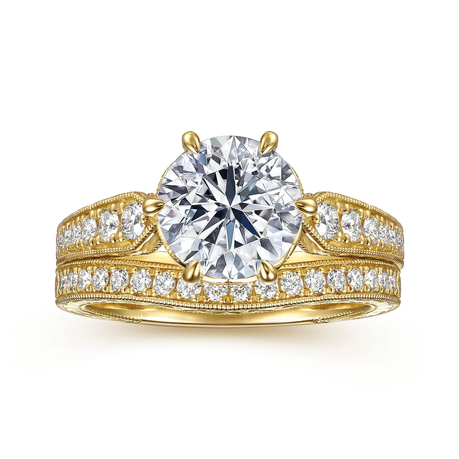 Diamond Matching Wedding Band in 14K Yellow Gold, photograph 4