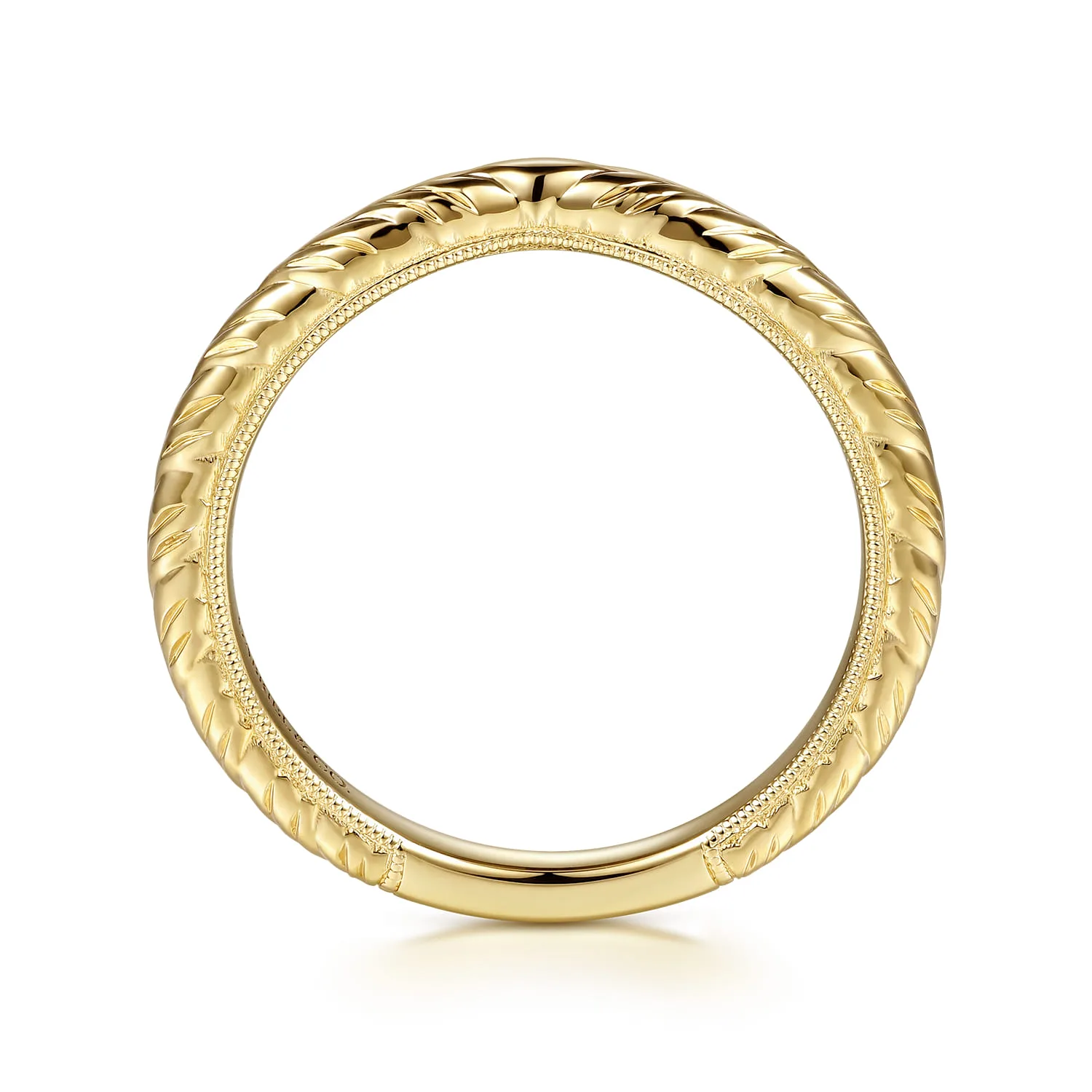 Vintage Inspired Matching Wedding Band in 14K Yellow Gold, photograph 2