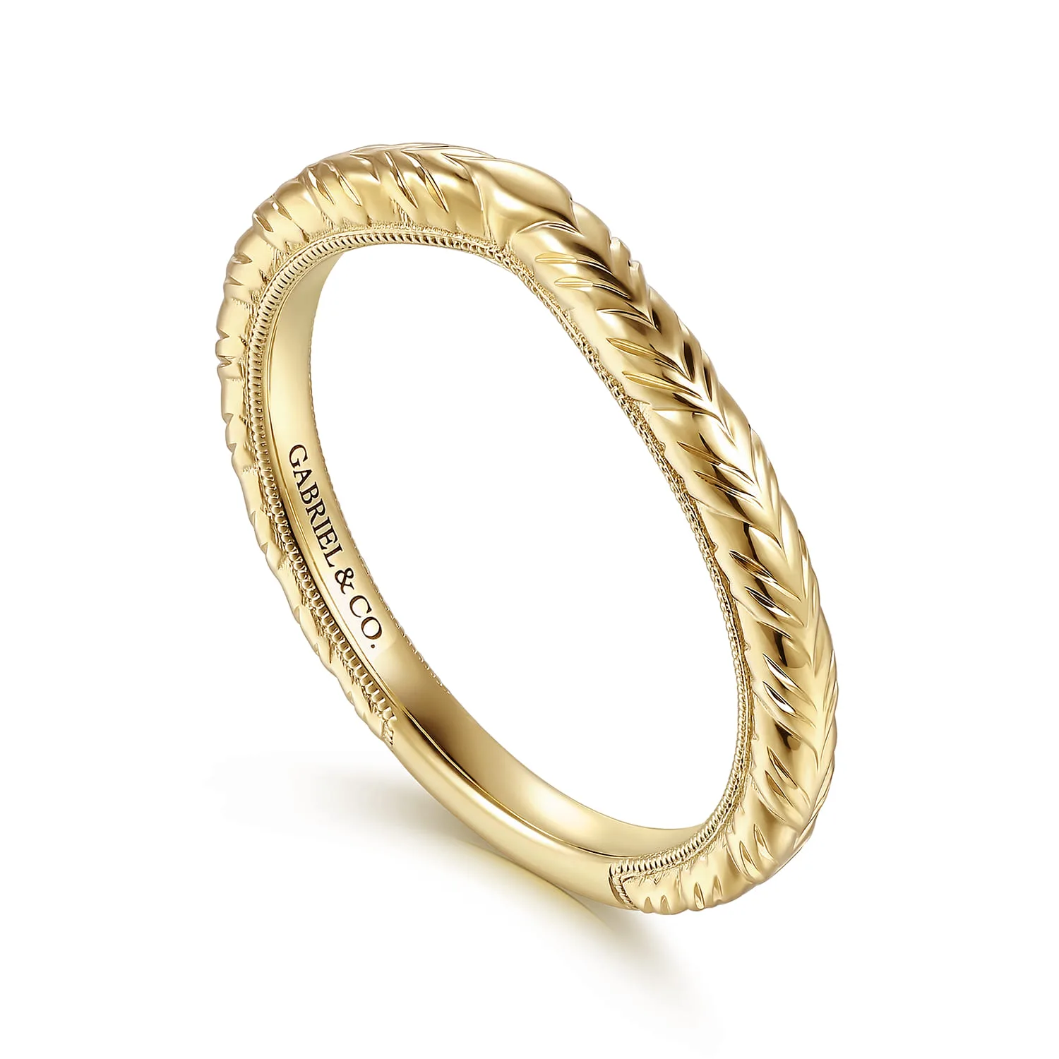 Vintage Inspired Matching Wedding Band in 14K Yellow Gold, photograph 3