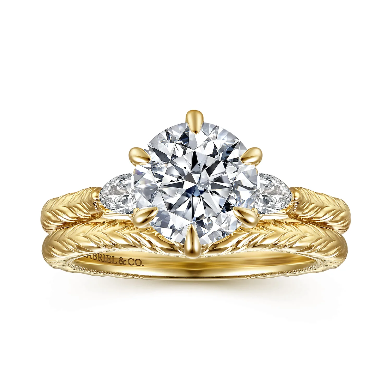 Vintage Inspired Matching Wedding Band in 14K Yellow Gold, photograph 4