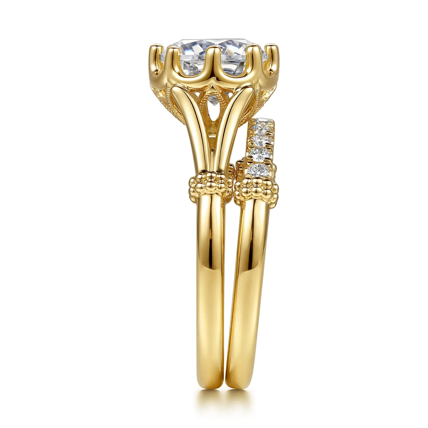 Diamond Matching Wedding Band in 14K Yellow Gold, photograph 5