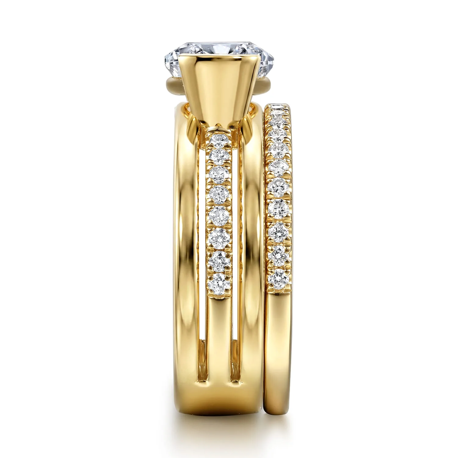 Diamond Matching Wedding Band in 14K Yellow Gold, photograph 5