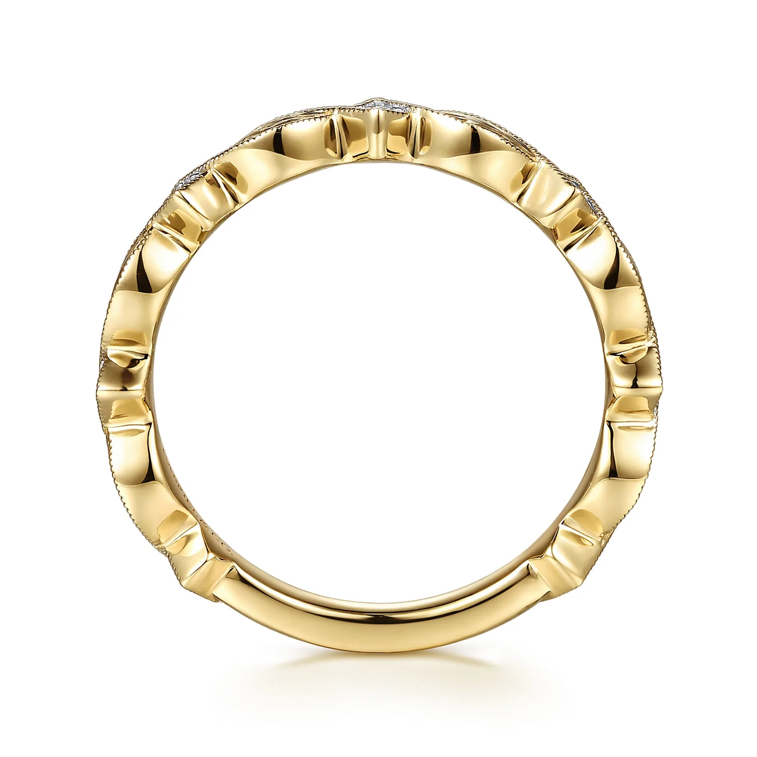 Vintage Inspired Matching Wedding Band in 14K Yellow Gold, photograph 2