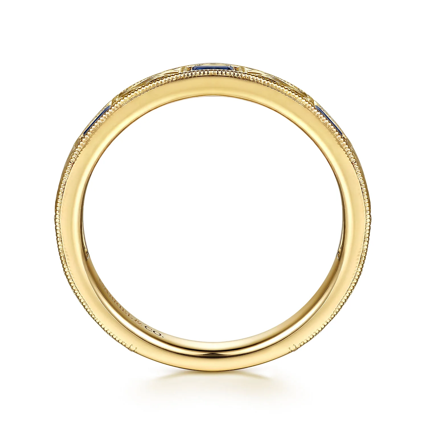 Vintage Inspired Sapphire Matching Wedding Band in 14K Yellow Gold, photograph 2