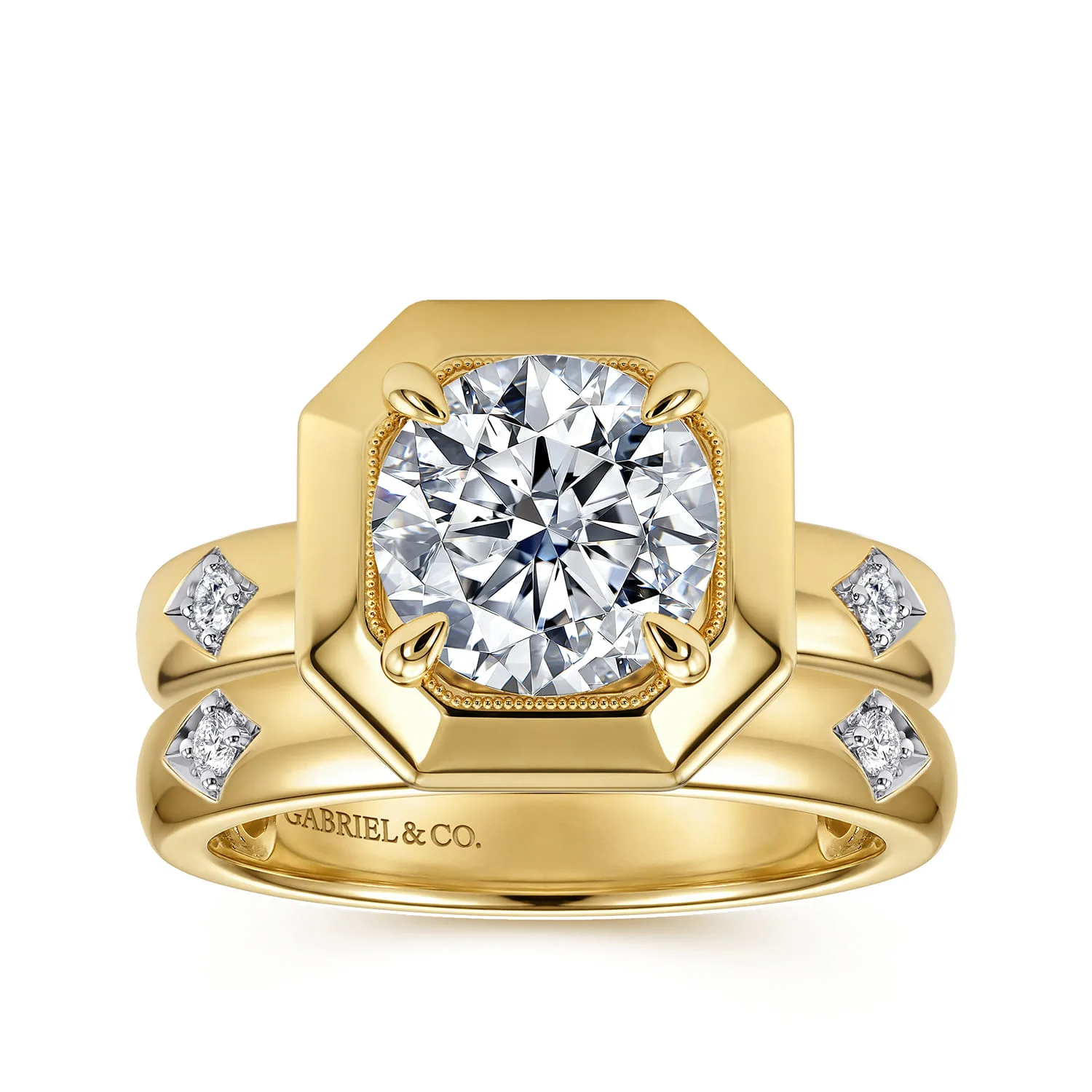 Diamond Matching Wedding Band in 14K Yellow Gold, photograph 4