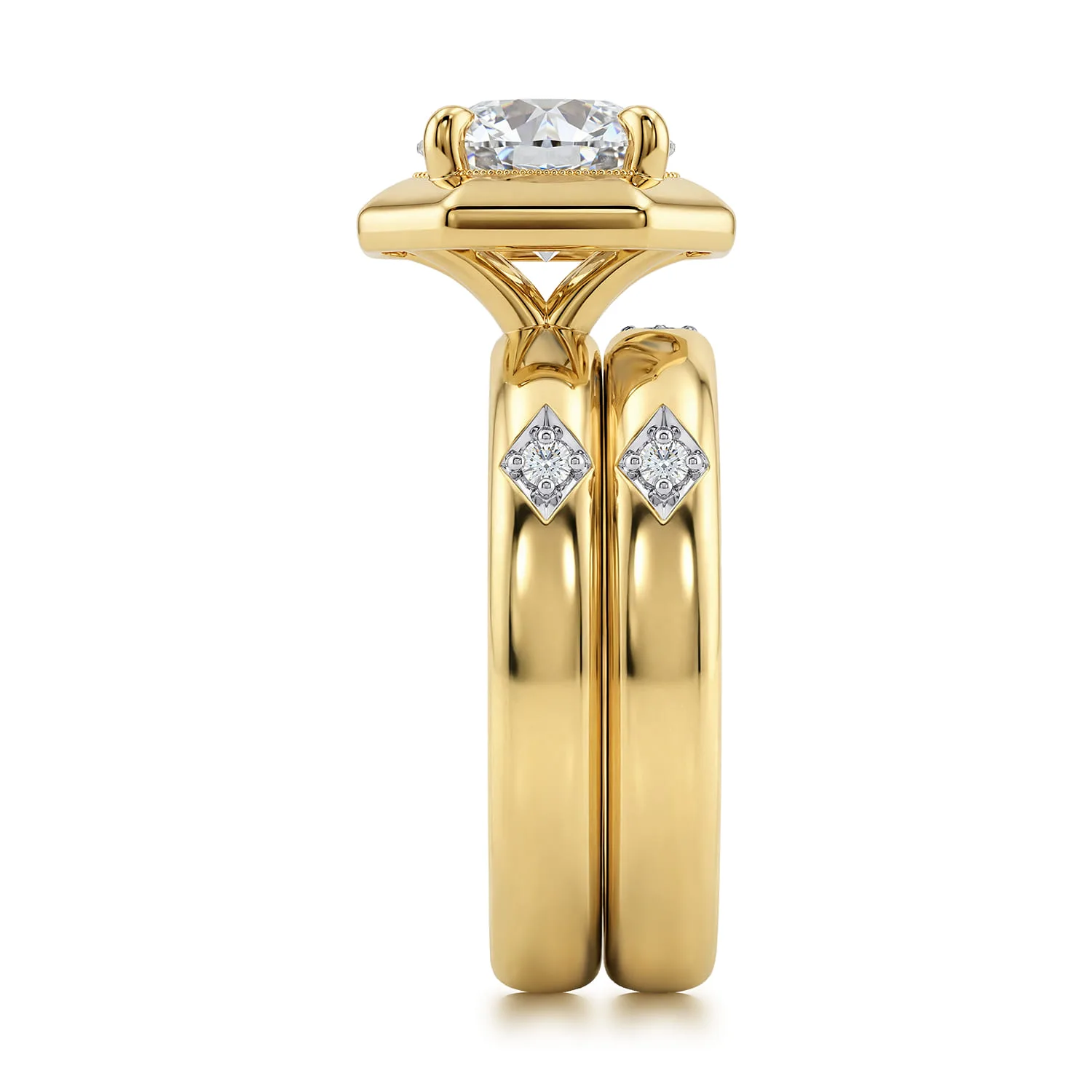 Diamond Matching Wedding Band in 14K Yellow Gold, photograph 5
