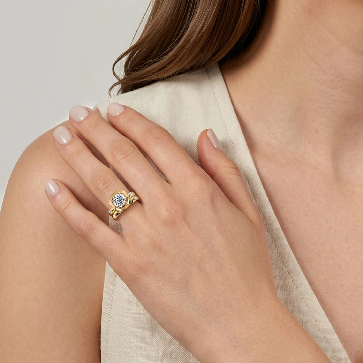 Diamond Matching Wedding Band in 14K Yellow Gold, photograph 6