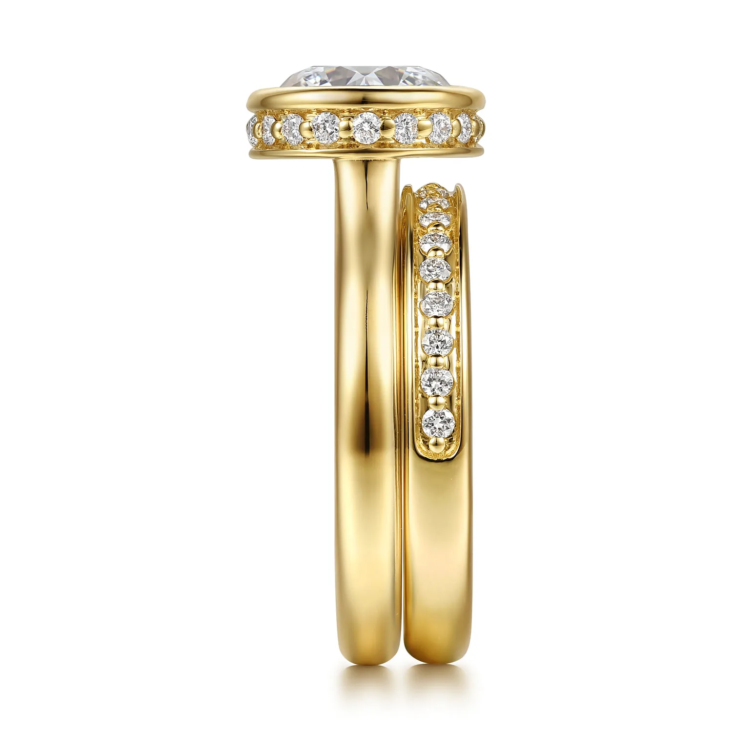 Diamond Matching Wedding Band in 14K Yellow Gold, photograph 5