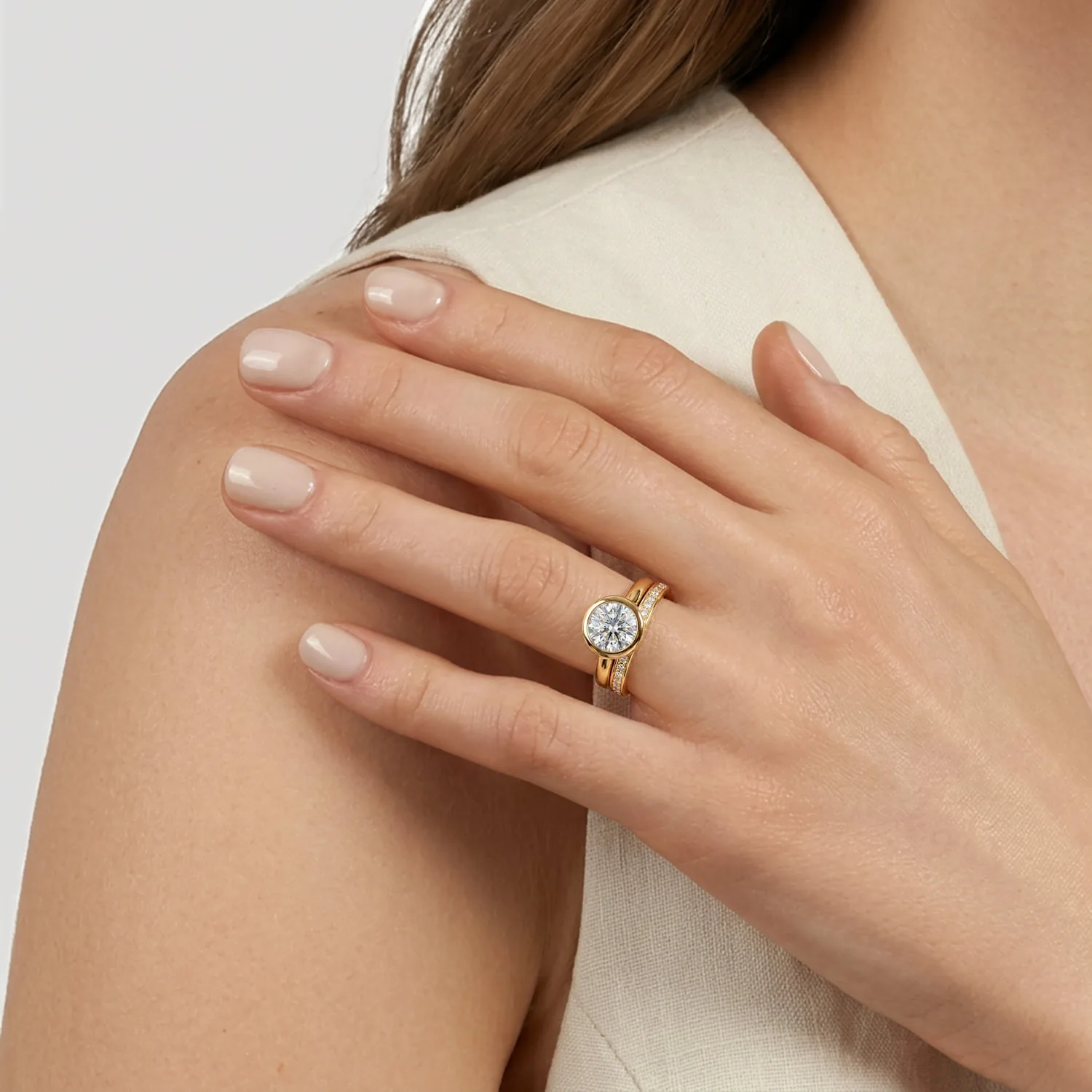 Diamond Matching Wedding Band in 14K Yellow Gold, photograph 6