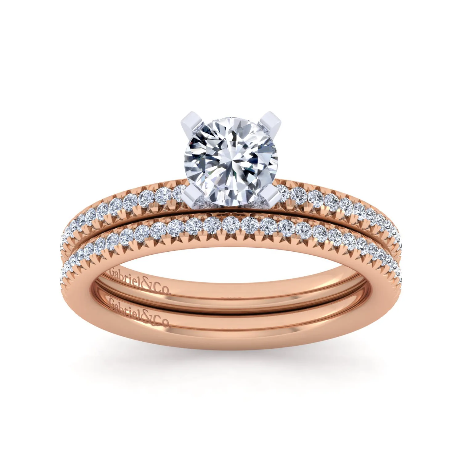 Diamond Matching Wedding Band in 14K Rose Gold, photograph 4