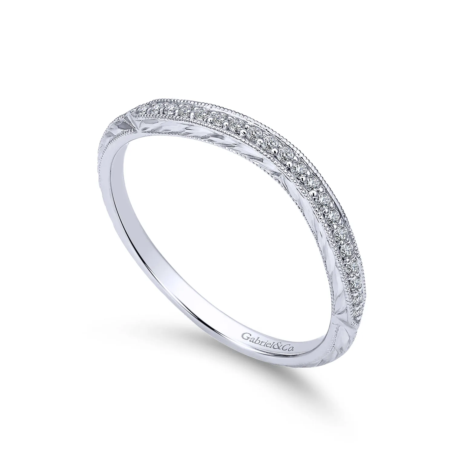 Knife Edge Matching Wedding Band in 14K White Gold, photograph 3