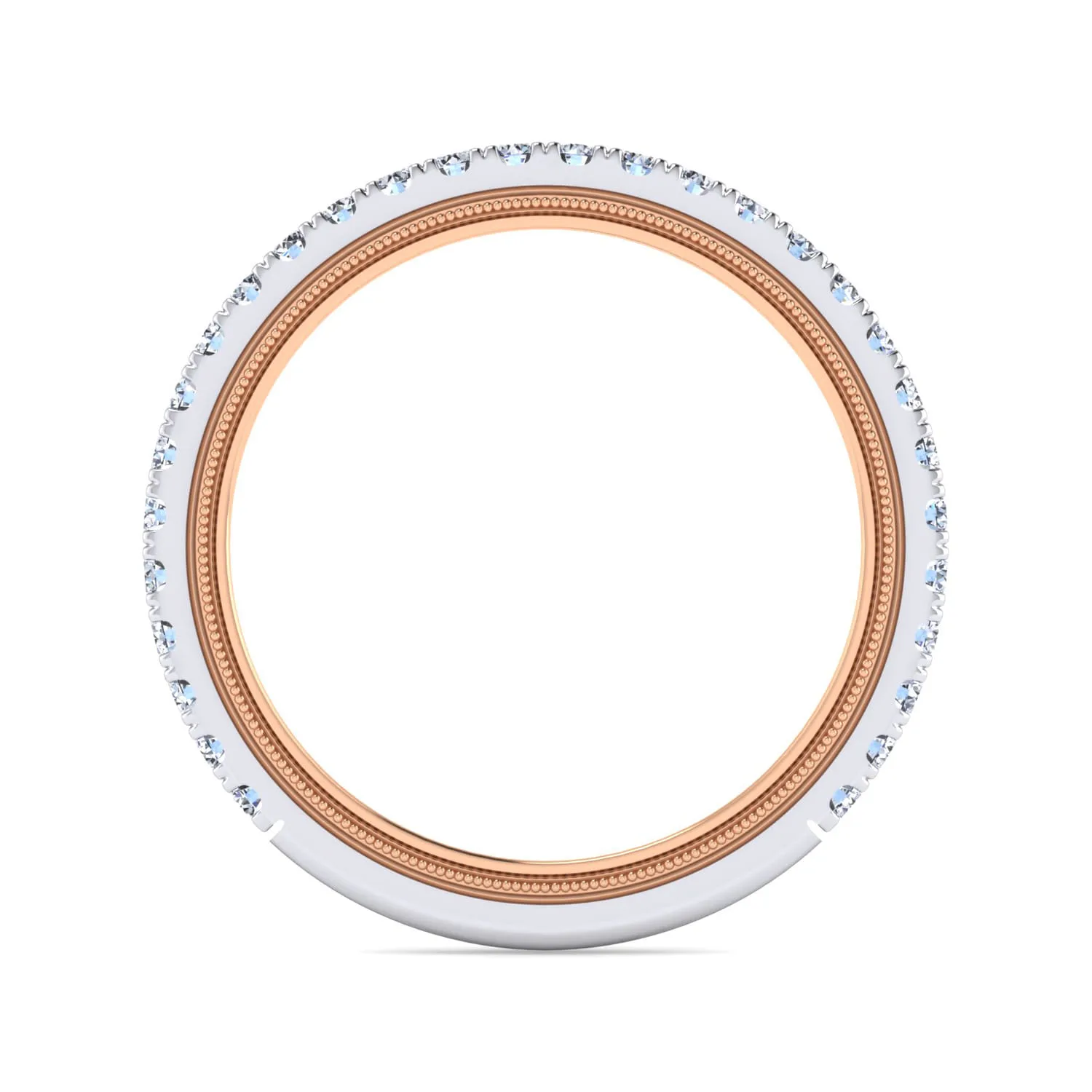 Diamond Matching Wedding Band in 14K White/Rose Gold, photograph 2
