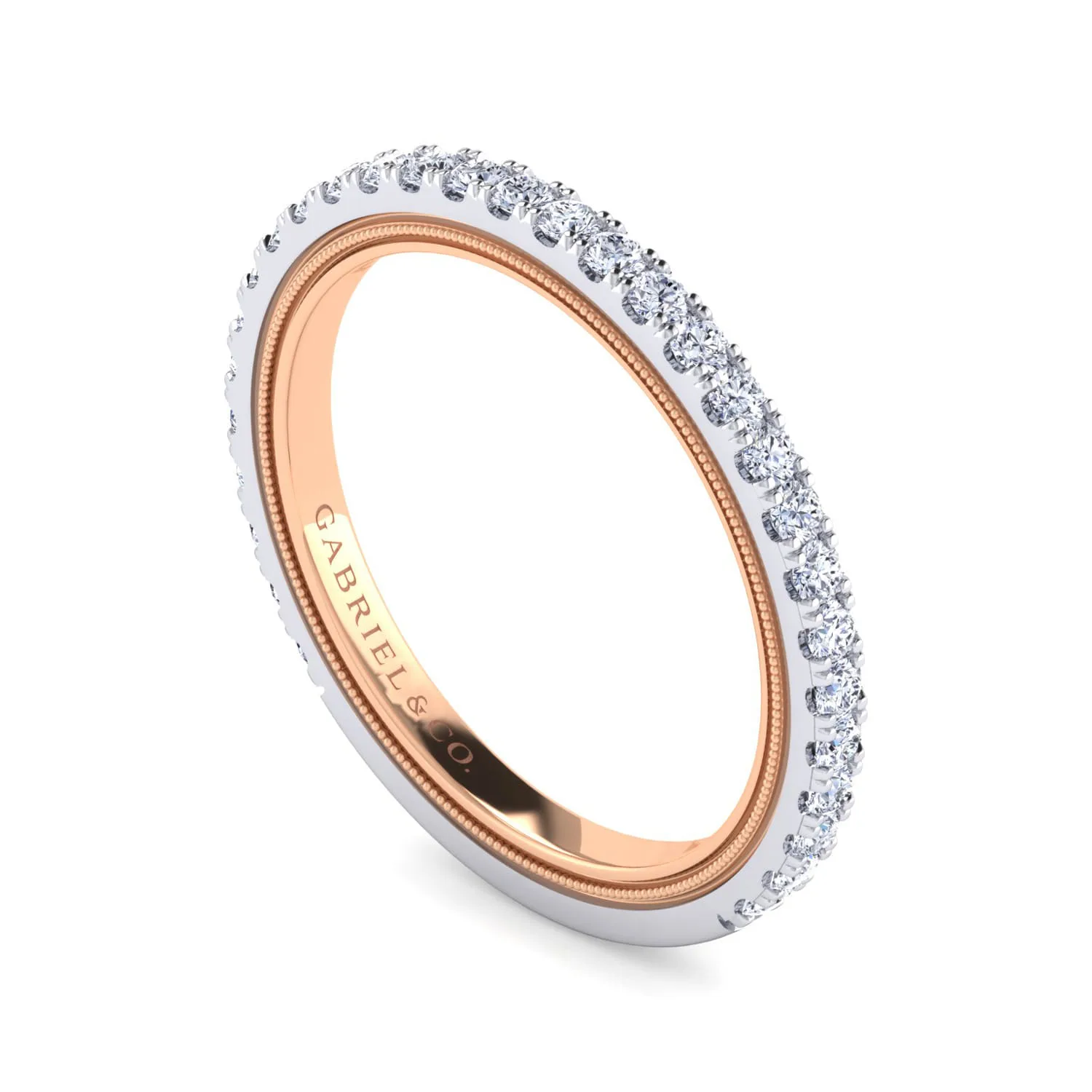Diamond Matching Wedding Band in 14K White/Rose Gold, photograph 3