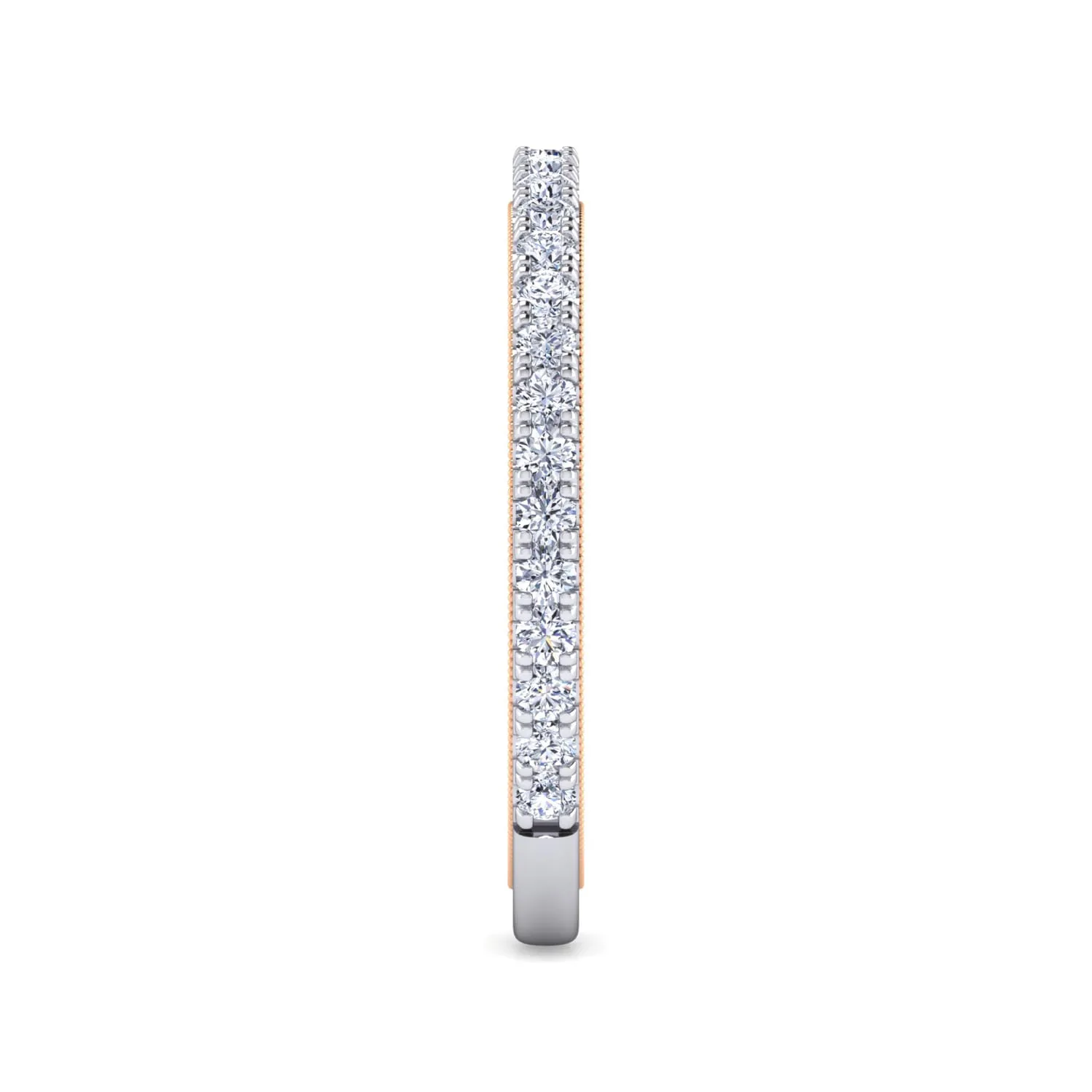 Diamond Matching Wedding Band in 14K White/Rose Gold, photograph 4