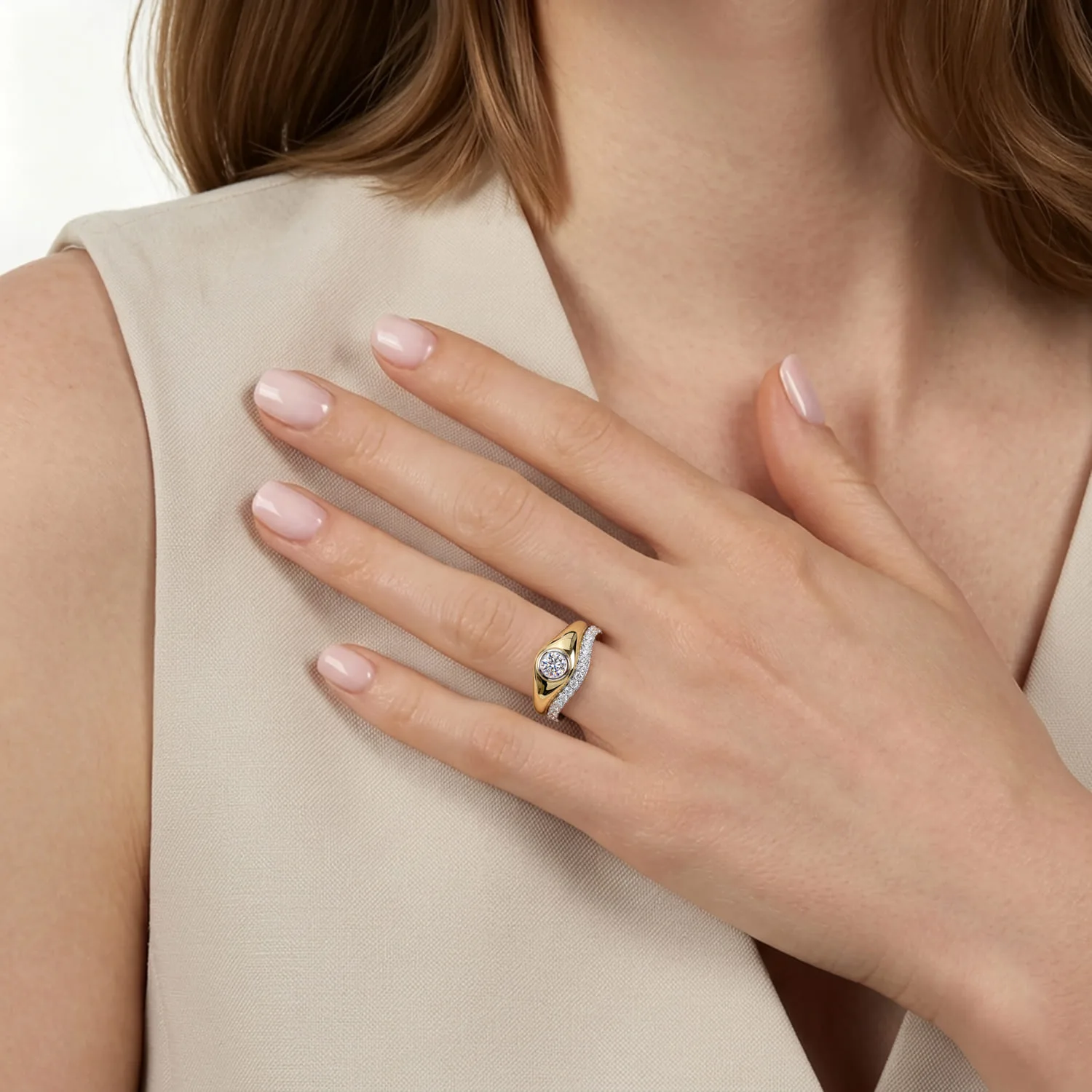 Diamond Matching Wedding Band in 14K White Gold, photograph 6