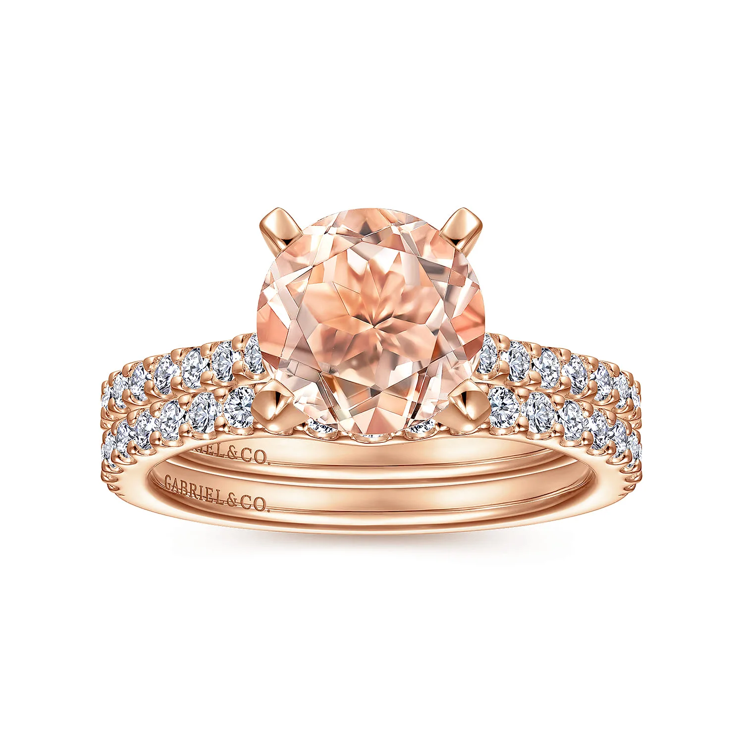Matching Diamond Wedding Band in 14K Rose Gold, photograph 4