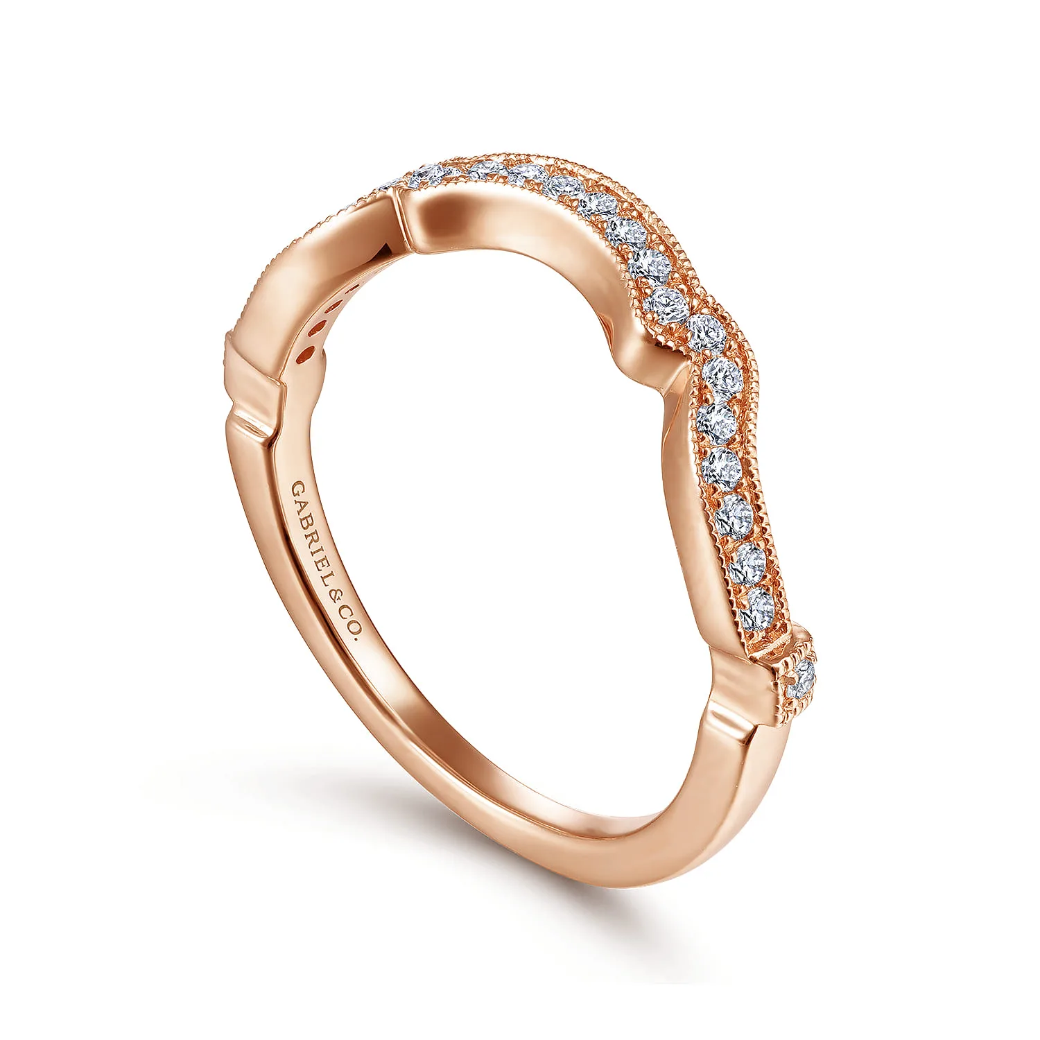 Matching Diamond Wedding Band in 14K Rose Gold, photograph 3