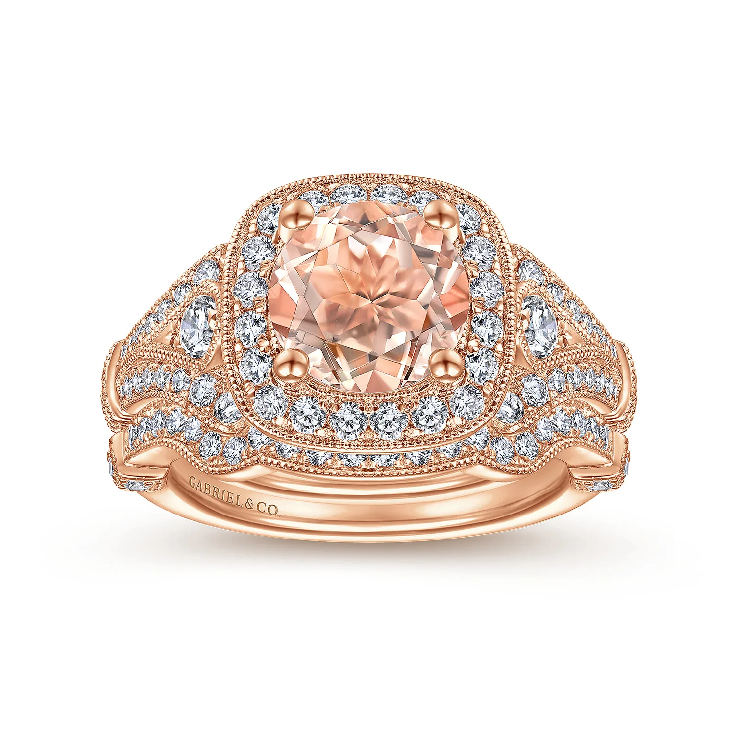 Matching Diamond Wedding Band in 14K Rose Gold, photograph 4