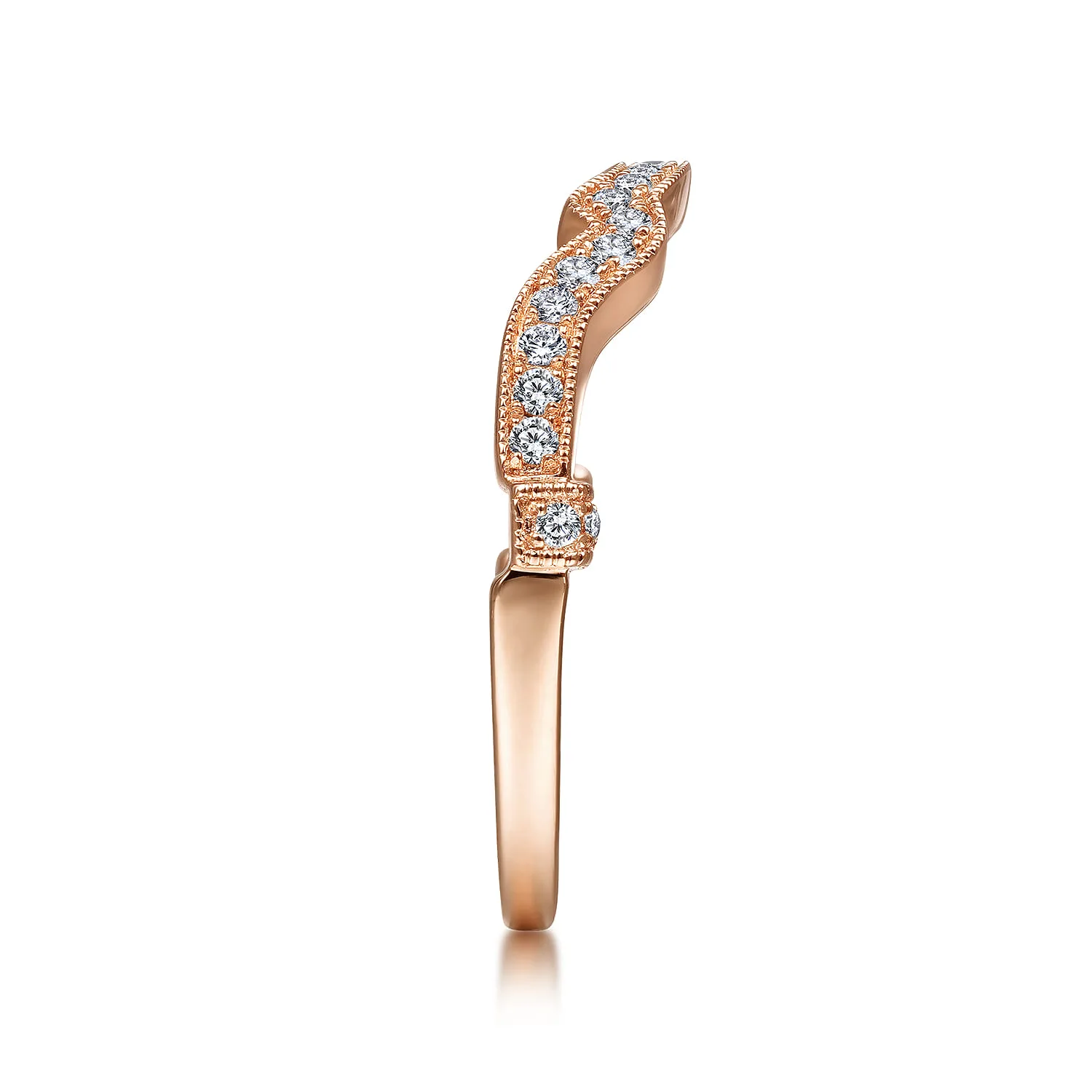 Matching Diamond Wedding Band in 14K Rose Gold, photograph 5
