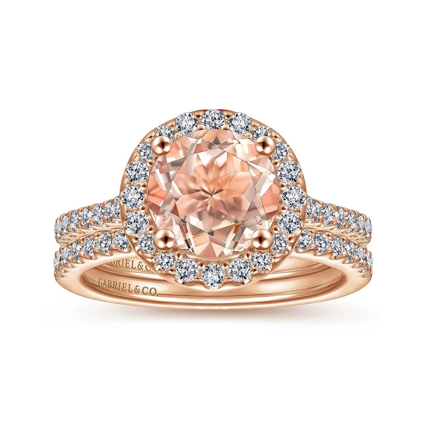 Matching Diamond Wedding Band in 14K Rose Gold, photograph 4