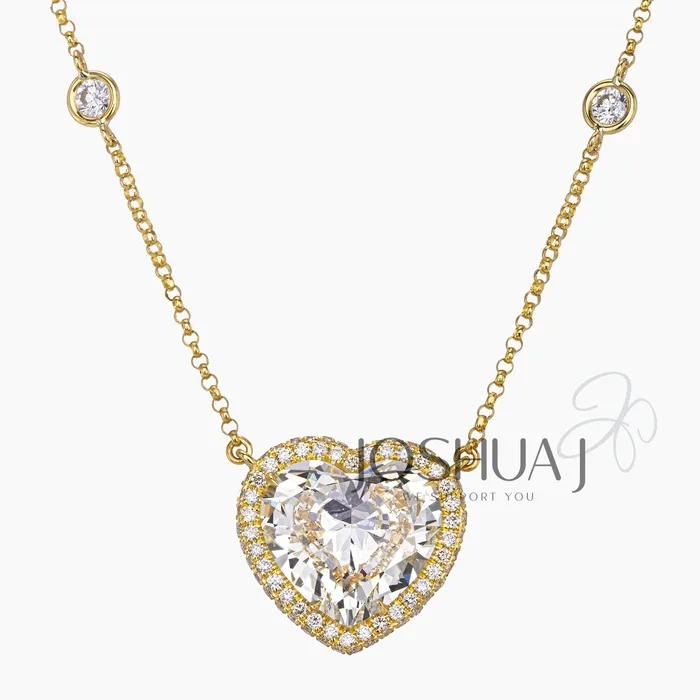Heart Diamond Halo Necklace
