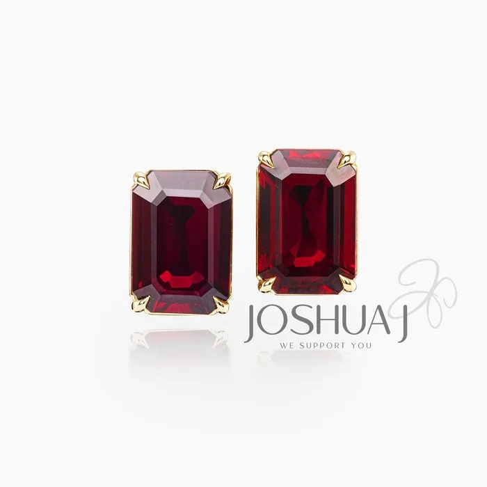 Emerald-Cut Ruby Stud Earrings