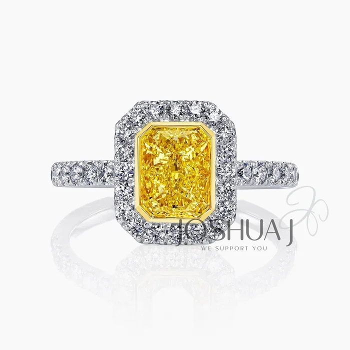 Fancy Light Radiant Diamond Halo Ring