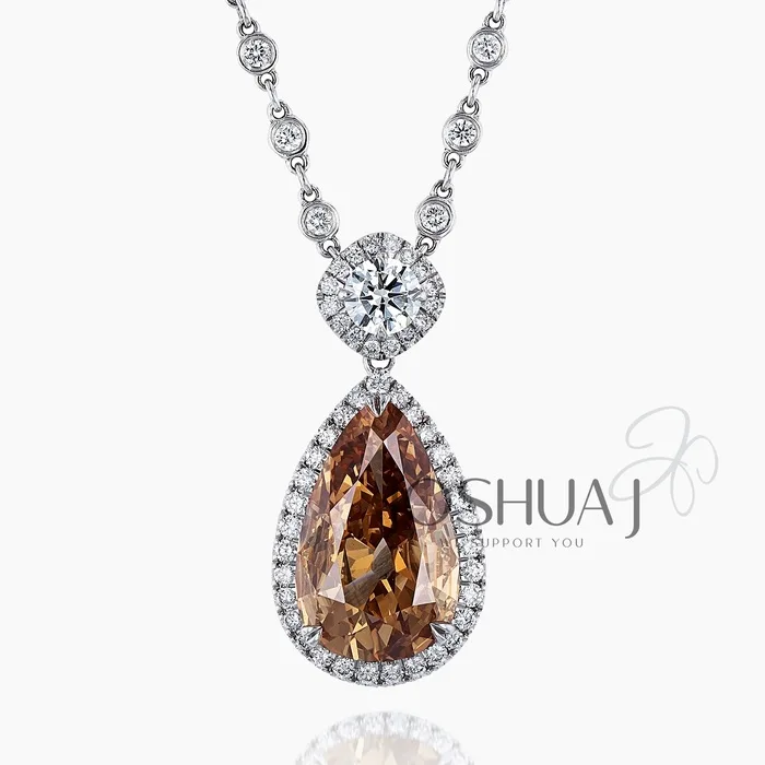 Pear Diamond Halo Necklace