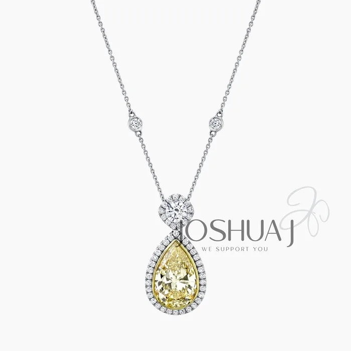Fancy Yellow Pear Diamond Necklace