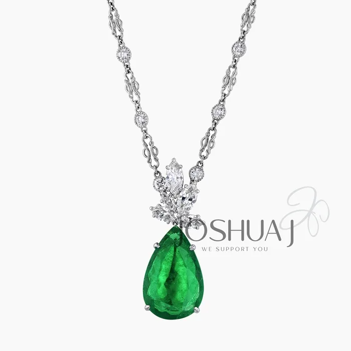 Pear Emerald Cluster Necklace