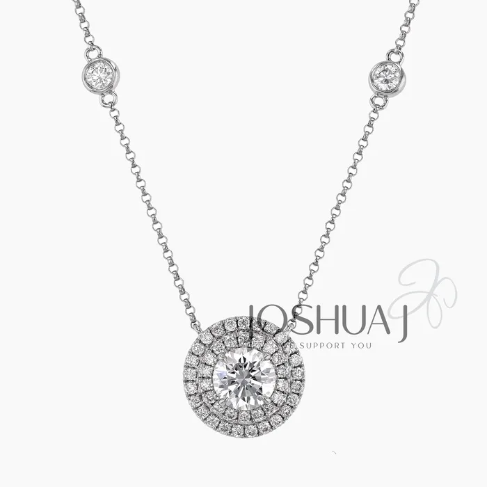 Round Diamond Halo Necklace