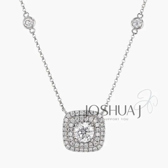 Round Diamond Halo Necklace