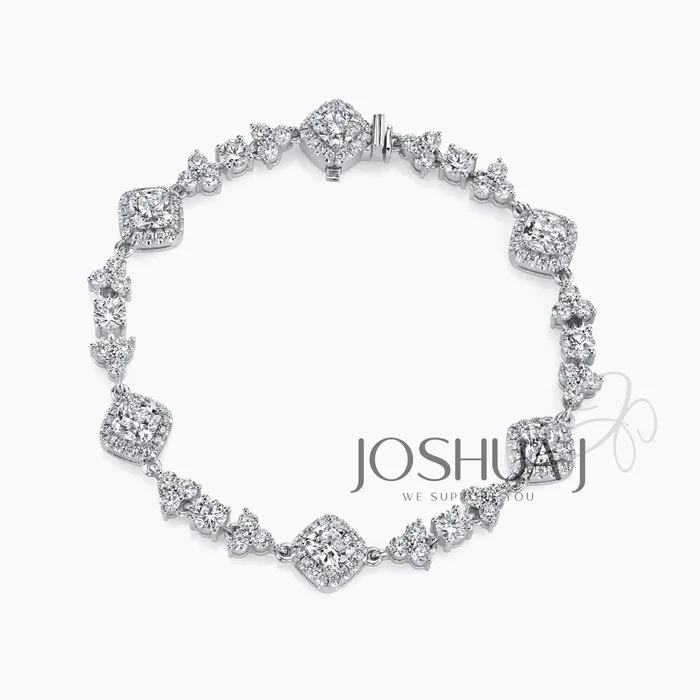 Cushion Diamond Halo Bracelet
