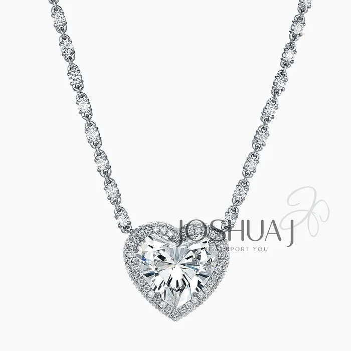 Heart Diamond Halo Necklace