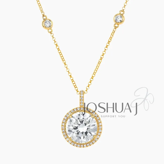 Round Diamond Halo Necklace