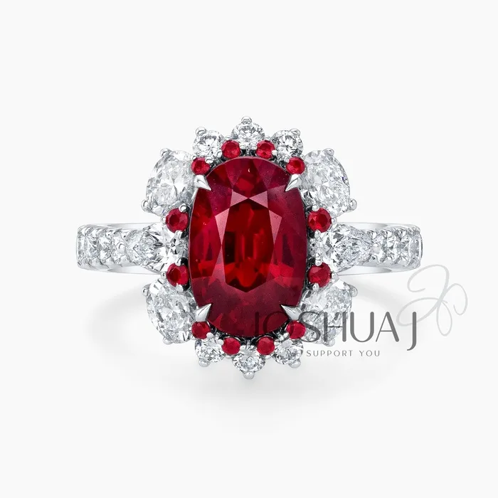 Oval Ruby Halo Ring