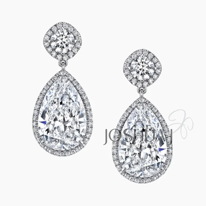 Pear Diamond Halo Earrings
