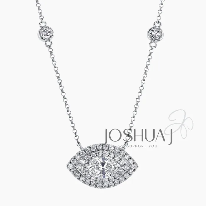 Marquise Diamond Halo Necklace