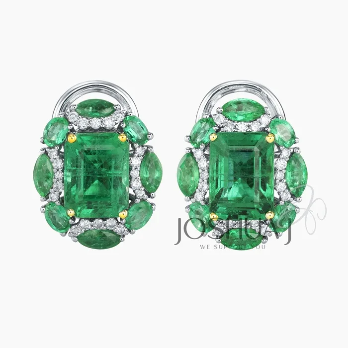 Oval Emerald Halo Earrings