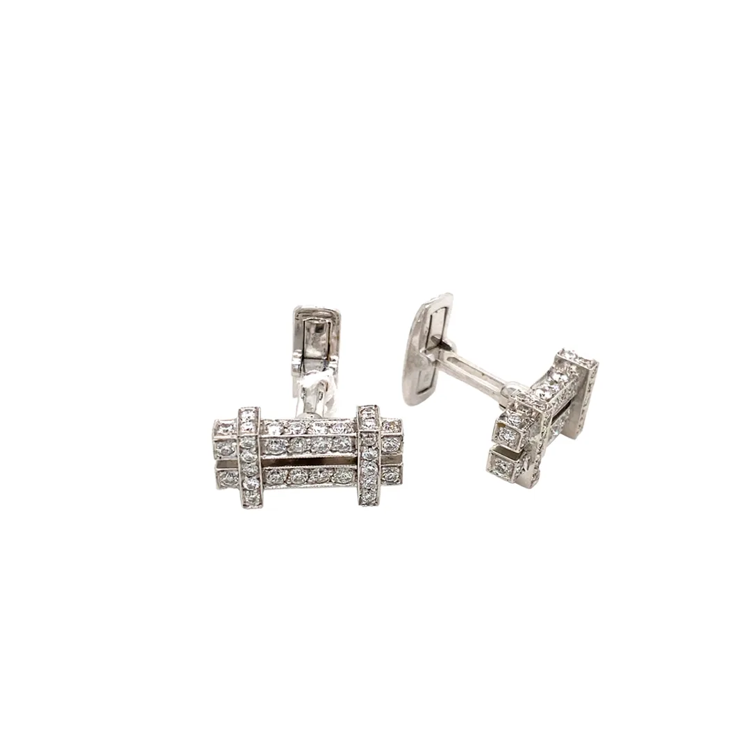 18K White Gold Diamond Cufflinks