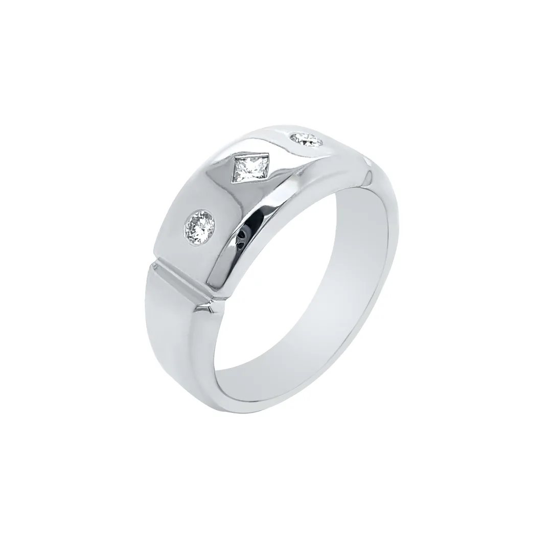 18K White Gold Diamond Men’s Ring