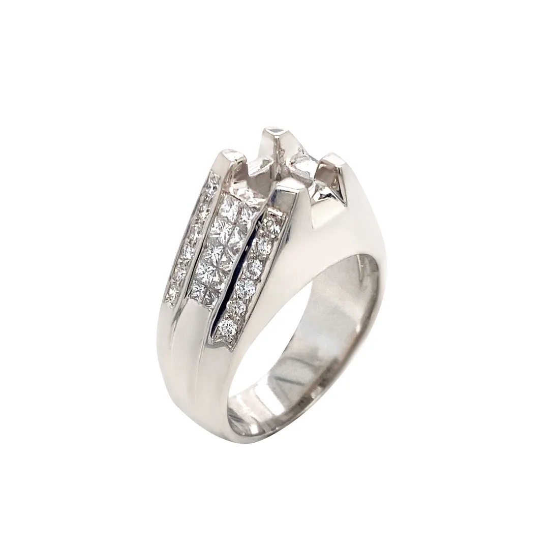 18K White Gold Diamond Men’s Ring