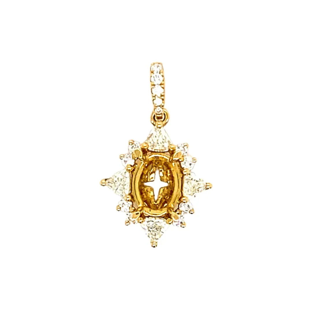 18K Yellow Gold Semi Mount Diamond Pendant